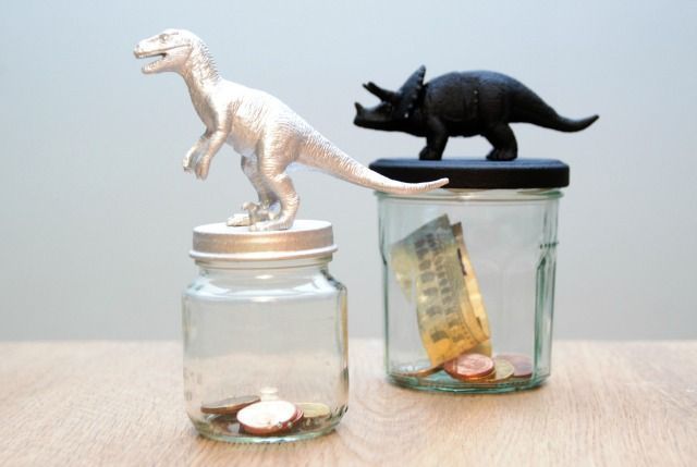 make a dino piggy bank